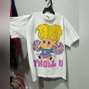 RARE VINTAGE Troll U Kids White Graphic T-Shirt